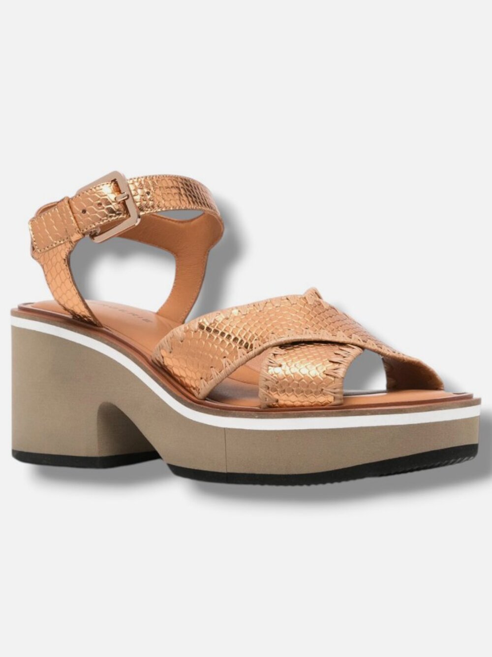 Clergerie Women's Bronze Charlisr 40mm Leather Sandals Shoes Size 38.5
